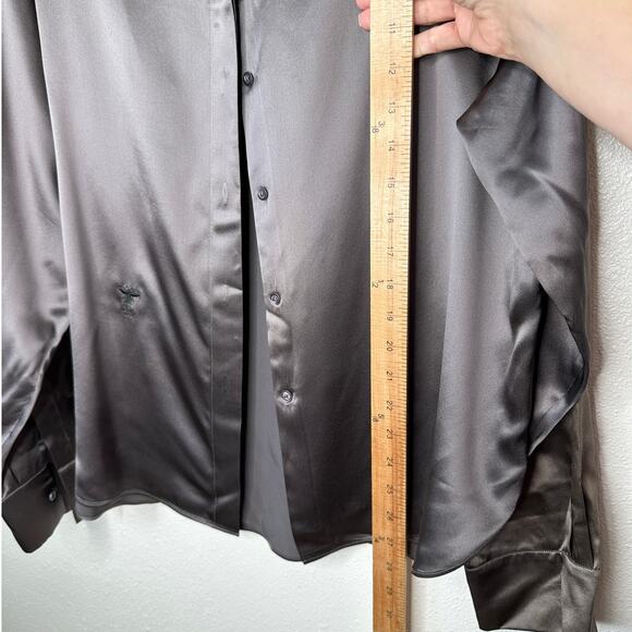 Christian Dior 100% Silk Taupe Brown Multi-Tonal Shimmer Button Blouse 14 - Picture 13 of 13